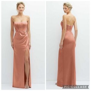 After Six 6888 Strapless Corset Satin Gown Copper Penny 0‎